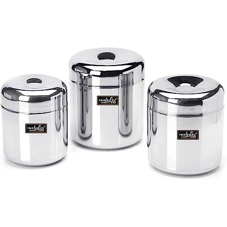 MUKE® High Grade Stainless Steel Jars for Modern Kitchen (Pack of 5 ...