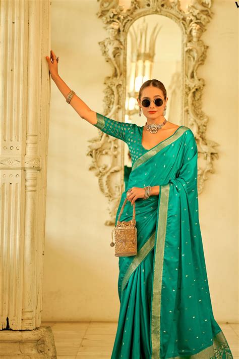 Green Pure Satin Handwoven With Zari Weaving Saree – Kumari Sarees