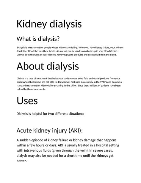 Kidney Dialysis Dangerous at Claude Herrington blog