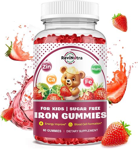 Amazon.com: Iron Supplement Gummies for Kids - with Calcium, Zinc, Kids ...