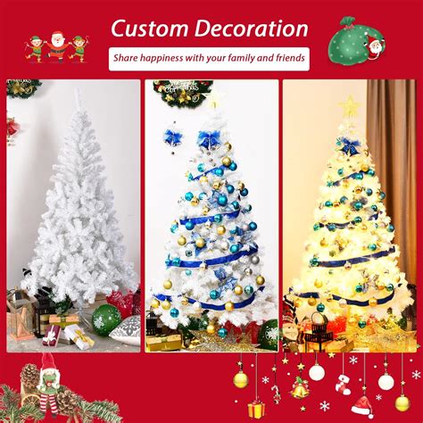 Buy POWERSTONE 8ft White Christmas Tree, Hinged Artificial Pine Tree ...