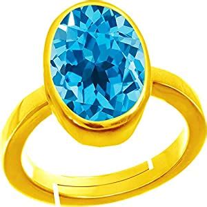 Rama & Mool Chand Trading 5 ratti Natural Blue Topaz Stone Adjustable ...