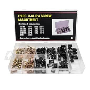 Suvnie 170 PCS Car U-Clip and Screw Assortment Kit, Auto U Nut and ...