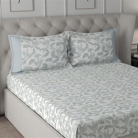 Buy MASPAR Exotic Bouquet Blue Printed Cotton Super King Bedsheet Set ...