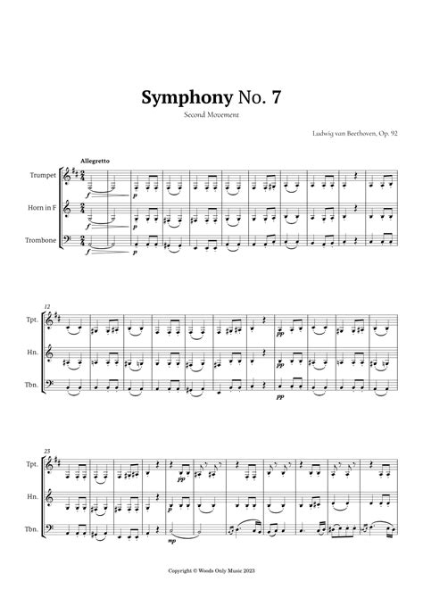 Symphony No. 7 by Beethoven for Brass Trio (arr. Ander) Sheet Music ...