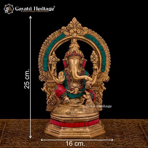 Traditional Brass Laxmi Ganesh Saraswati Idols in Stone work – Divine ...
