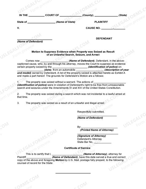 Property Of Seizure For Forfeiture In Rem | US Legal Forms