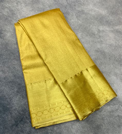 Fancy Tissue Saree Golden Colour with Self Colour Border – Kumaran Silk