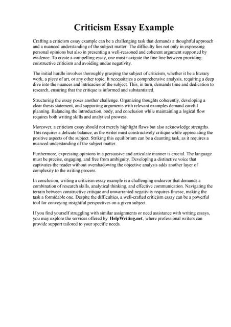 Image result for Critique Essay Example