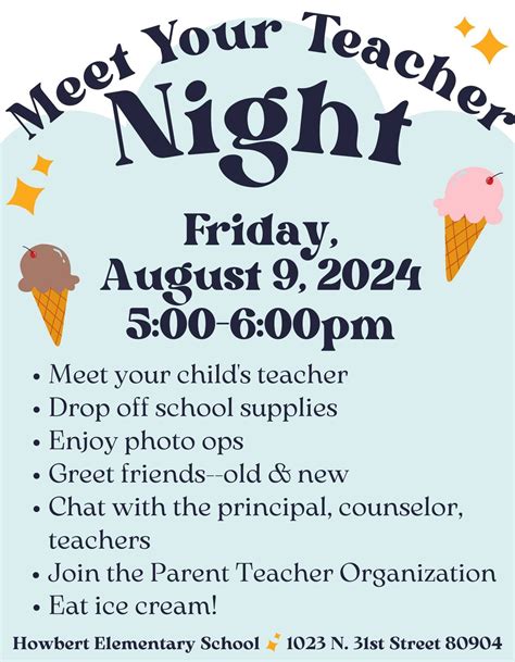 Meet Your Teacher Night at Howbert!, 1023 N 31st St, 80904, Colorado ...