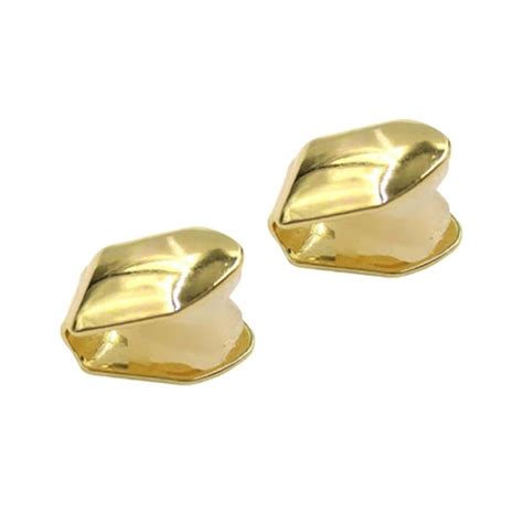 HEALLILY 2Pcs Plated Gold Mouth Teeth Hip Hop Teeth Plain Top Tooth ...