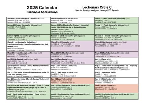 2025 Lectionary Year C - Moravian Church In America