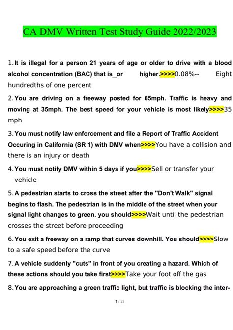 Image result for Written Test Practice DMV Study Guide California