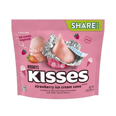 2X - Hershey's Kisses Strawberry Ice Cream Cone Flavored Share Bag ...