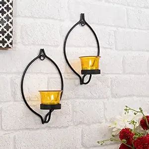 Set of 2 Decorative Black Eye Wall Sconce/Candle Holder With Glass and ...