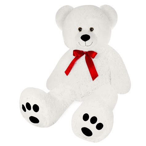 Buy MONZANA® 100cm Teddy Bear XL White Soft Dense Fur Bow Paws Plush ...