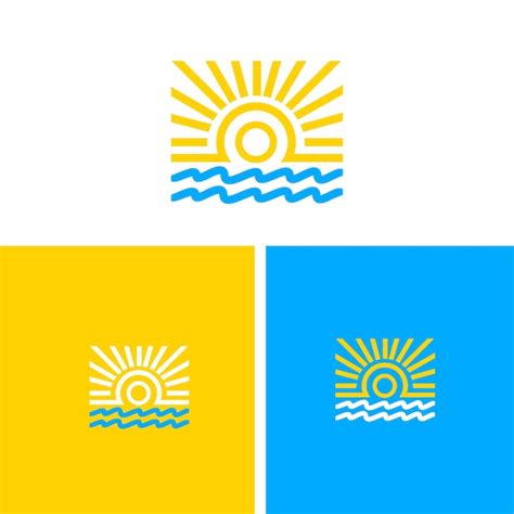 Sol vectorial gratuito e logótipo do ícone das ondas | Vetor Premium