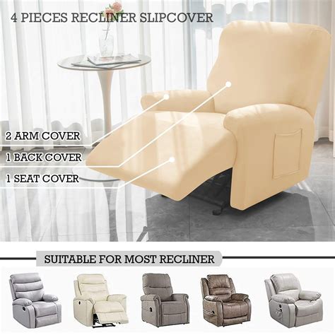 Beige Colour Elastic Recliner Sofa Covers | 1, 2 & 3 Seater Recliners ...