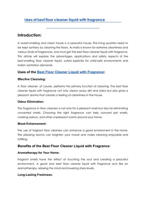 PPT - uses of best floor cleaner liquid with fragrance PowerPoint ...