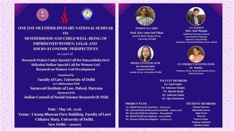 Delhi University Faculty Of Law To Host National Seminar On Imprisoned ...