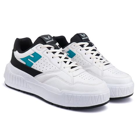 Bersache Lightweight Sports Running Shoes For Men Light Black & White-8047