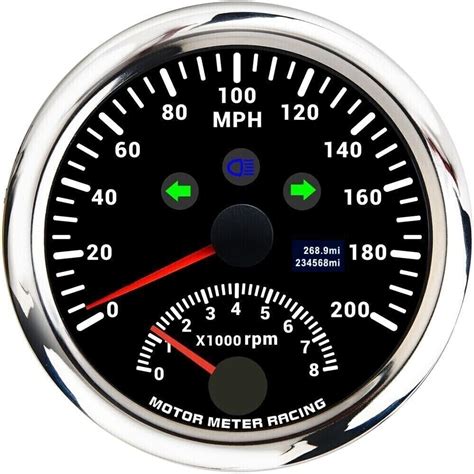 MOTOR METER RACING W PRO 85mm 3-3/8" 2 in 1 GPS Speedometer Tachometer ...
