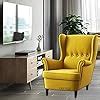 Lezino Wing Accent Chair for Living Room in Yellow Fabric Luxury Rest ...