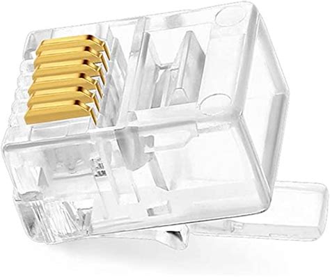 FEDUS RJ12 6P6C Plug,Transparent Telephone Jack Flat Cable Modular Plug ...