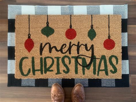 Merry Christmas Ornaments Outdoor Coir Welcome Mat | MakerPlace by Michaels