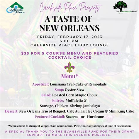 Taste of New Orleans - Creekside Place, Inc. - what is taste of new orleans