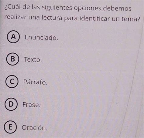 Resuelto:¿Cuál de las siguientes opciones debemos realizar una lectura ...