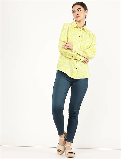 Buy Pure Linen Printed Spread Collar Shirt at Marks & Spencer
