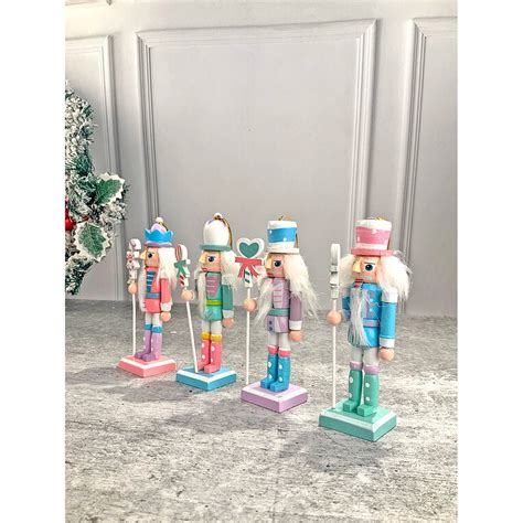 Pastel Candy theme, set of 4 Wooden Nutcrackers , Christmas Tree ...
