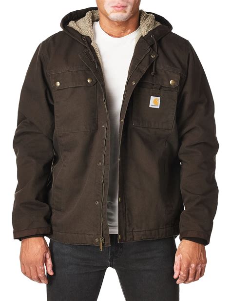 Carhartt Men's Relaxed Fit Washed Duck Sherpa-Lined Utility Jacket SIZE L”