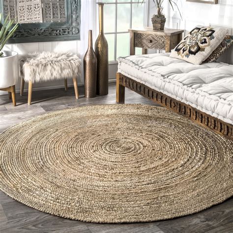 Amazon.com: nuLOOM 8 Round Rigo Jute Hand Woven Area Rug, Natural ...