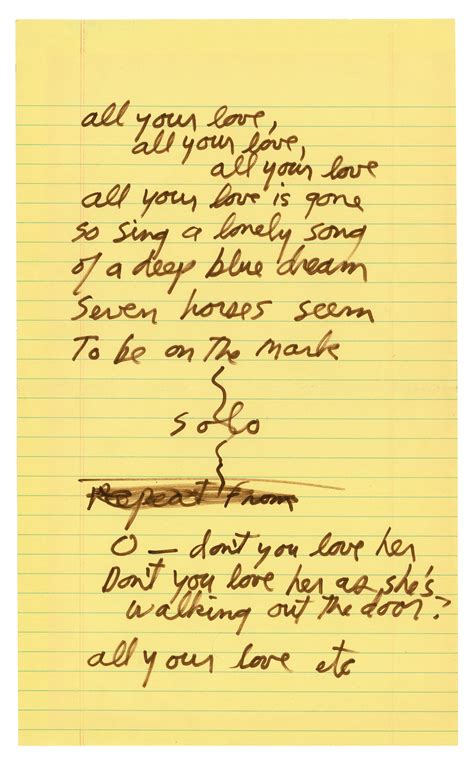 Jim Morrison Handwritten Lyrics for 'Love Her Madly' | RR