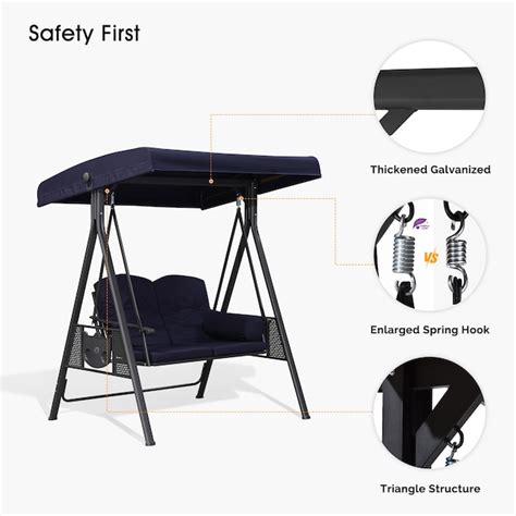 PURPLE LEAF 2-person Navy Blue Steel Outdoor Swing LS04-PS02-NB at ...