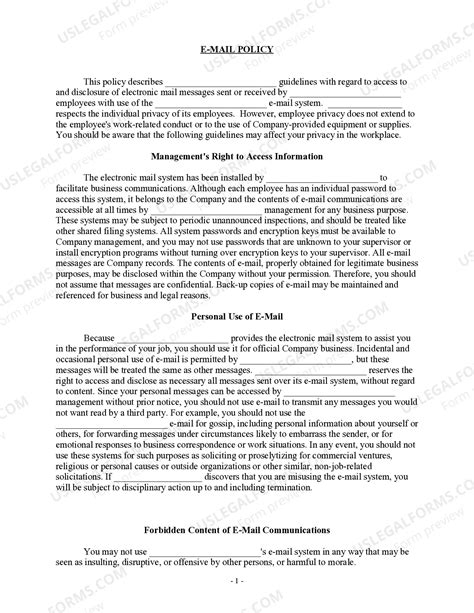 Mississippi Sample EMail Policy | US Legal Forms