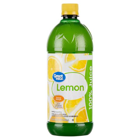 Great Value Lemon Juice 100% from Concentrate 32 fl oz, Freshening ...