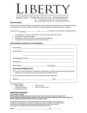 Liberty University Pastoral Recommendation Form - Fill and Sign ...