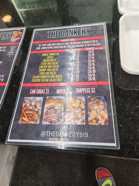 Menu at The Dankery fast food, Raleigh, Hillsborough St