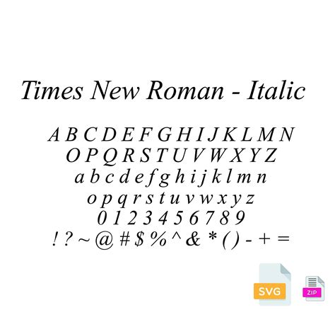 Times New Roman Italic Vector Font SVG, Individual Letters, Cricut Font ...