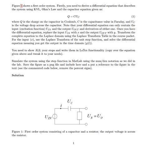 Image result for Simple System Equation Example for Circuit First Order