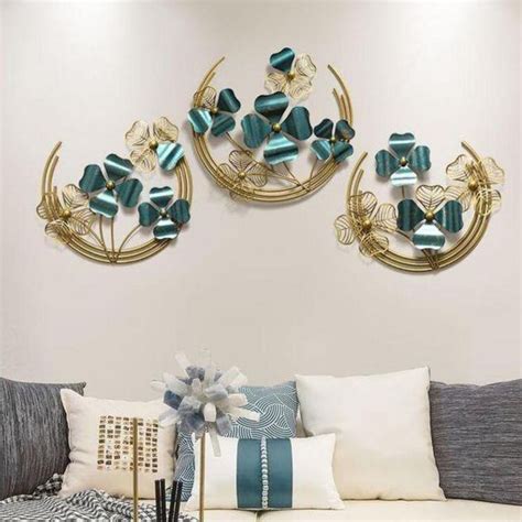 3 Clover Flower Metal Wall Art For Living Room (20, 18, 16 Inches Dia ...