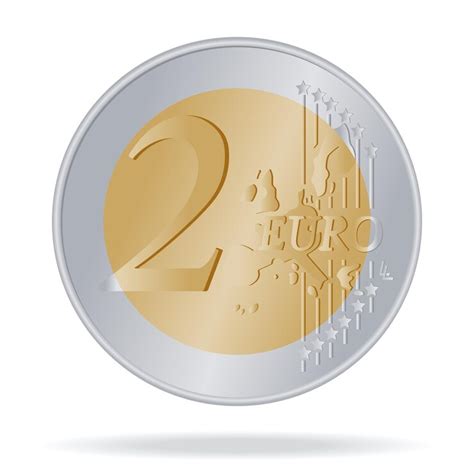 Moneta da 2 EURO disegnata in stile vettoriale su sfondo bianco ...