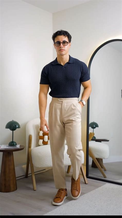 Khaki Pants Outfit | Business casual men, Polo outfit, Polo shirt outfits