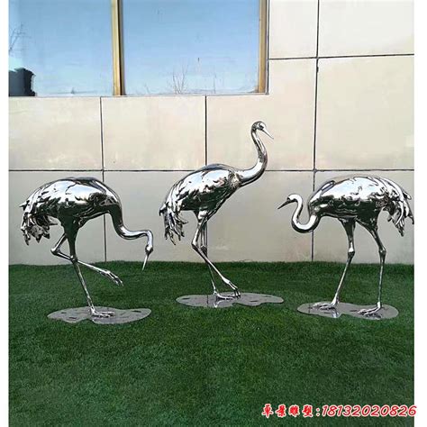 不锈钢仙鹤雕塑售楼部水池园林草坪景观装饰品火烈鸟庭院摆件-阿里巴巴