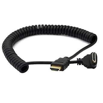 Right AngleHDMI Coiled Cable,90Ã‚° Down Angle HDMI Male to HDMI Male ...