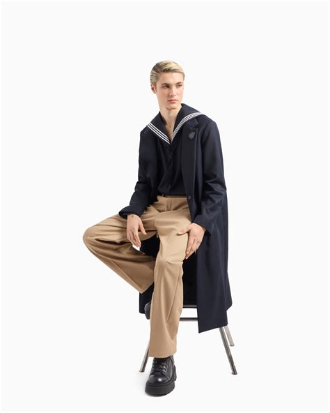 Single-breasted trench coat in a heavyweight, virgin wool-blend ...