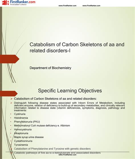 MBBS Biochemistry Notes Topic WISE Catabolism OF Carbon Skeletons CCS ...